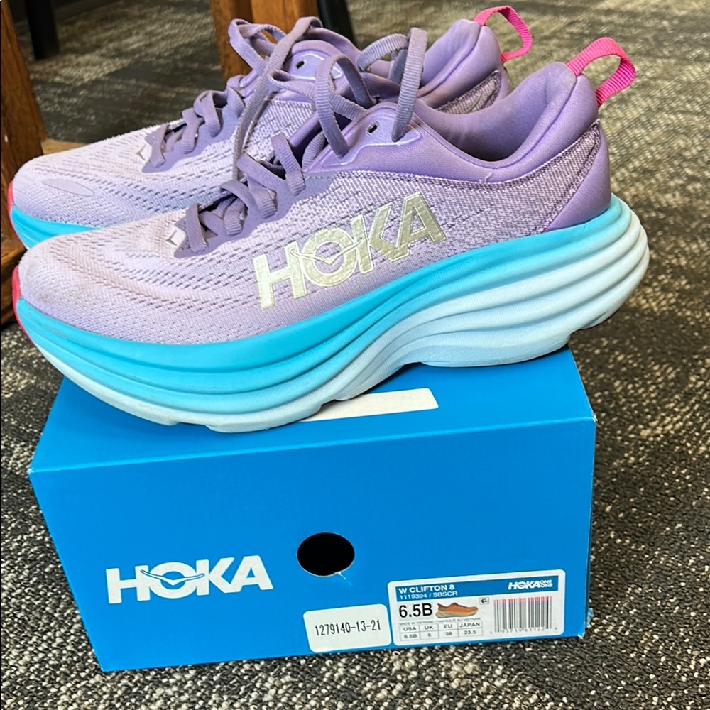 Hoka Purple and Aqua Running Shoes 6.5 EUC
